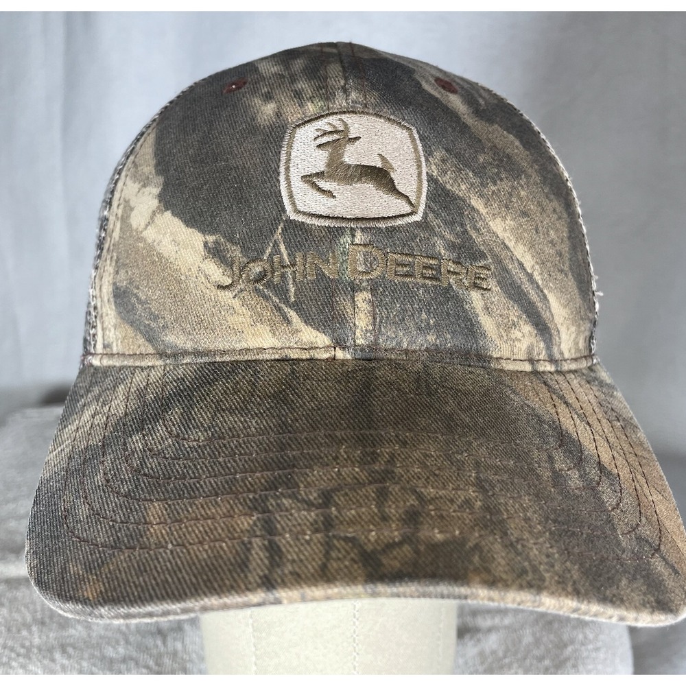 John Deere Camo Trucker Hat Cap Brown Adjustable Snapback Stylemaster Advantage